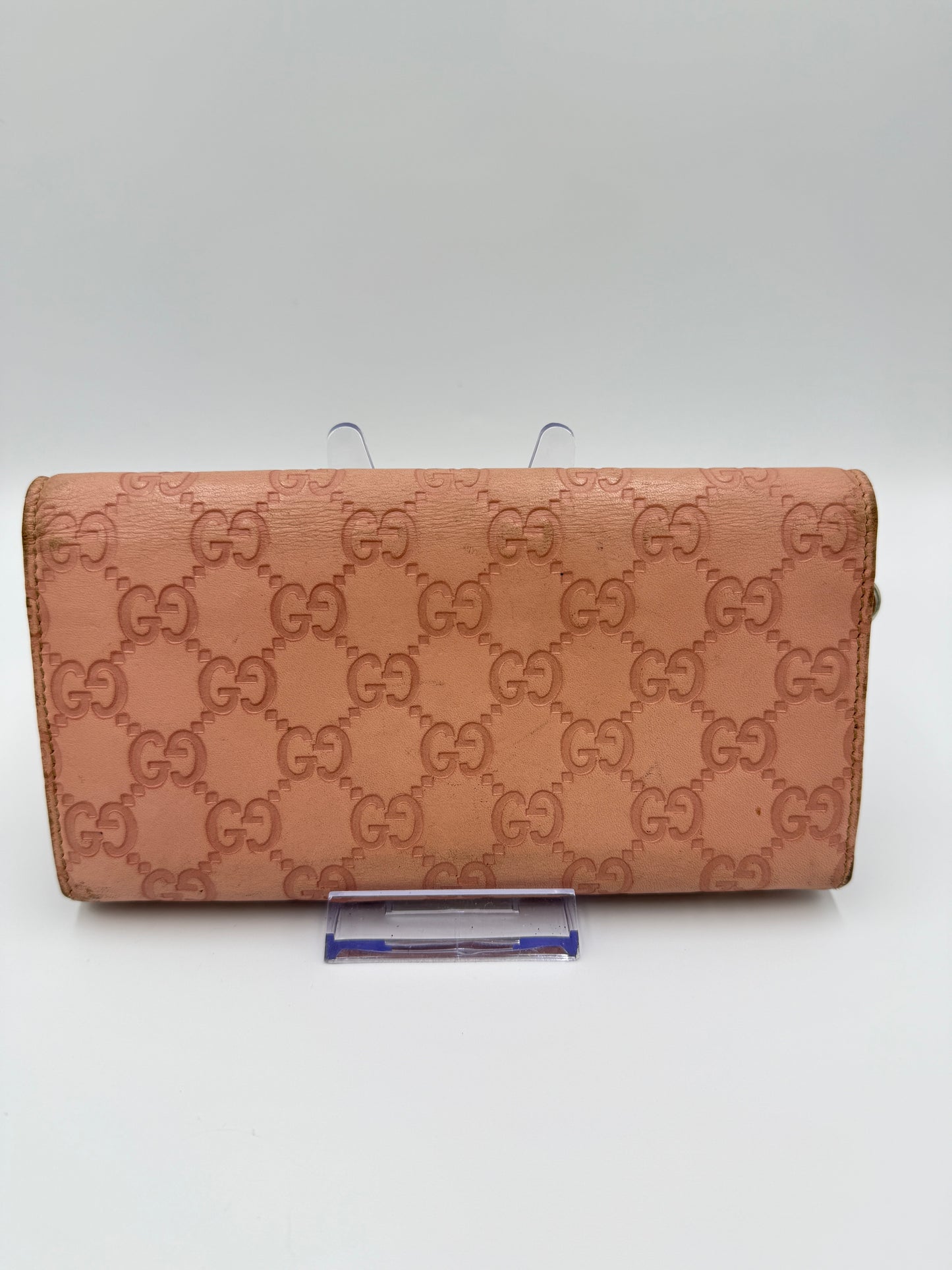 Gucci Blush Pink Leather Guccissima Wallet on Chain