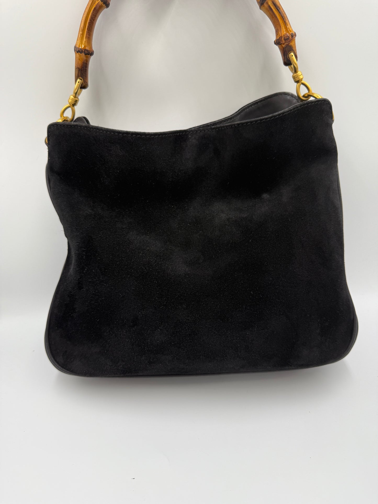 Gucci Bamboo Black Suede Handbag