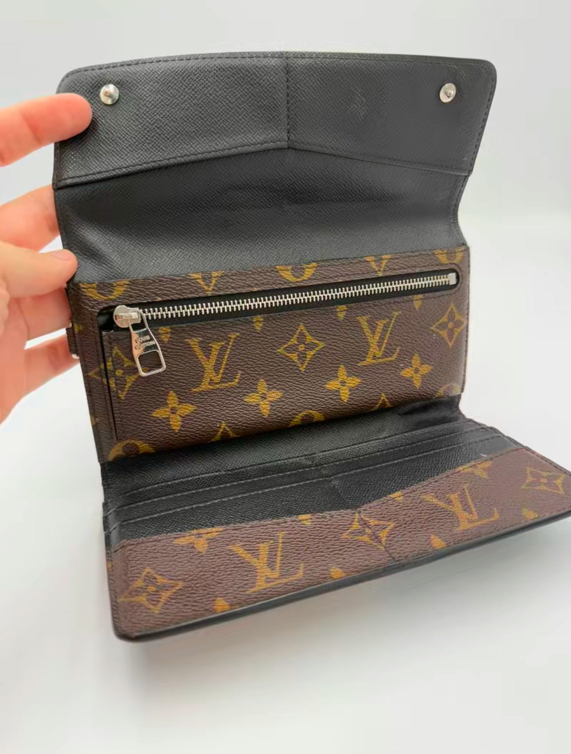 Louis Vuitton Coated Canvas Monogram Macassar Trifold Wallet MI4089