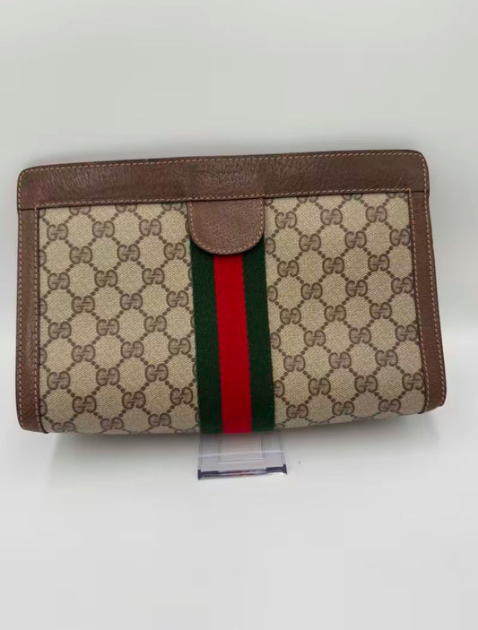 Gucci Supreme Coated Canvas Vintage Sherry Line Toiletry Pouch