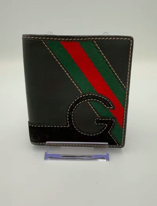 Gucci Black Leather Sherry Line Bifold Wallet