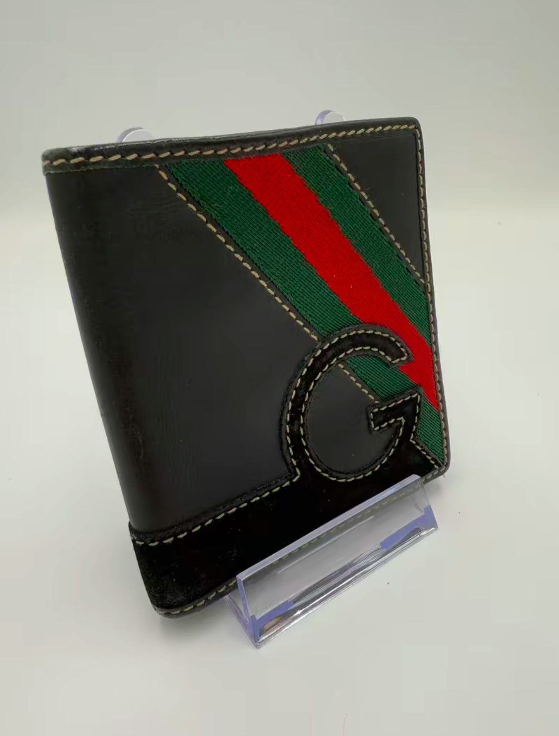 Gucci Black Leather Sherry Line Bifold Wallet