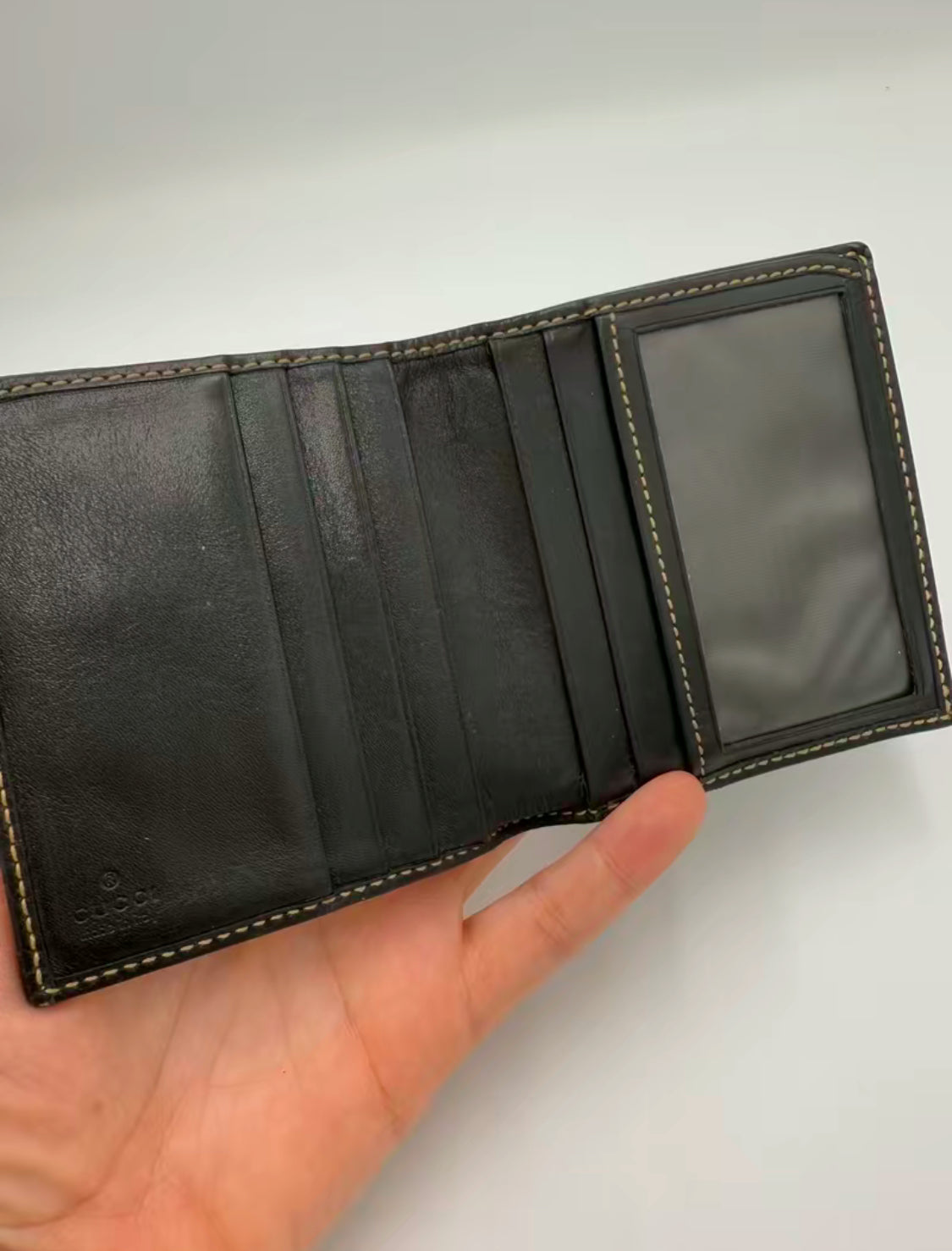 Gucci Black Leather Sherry Line Bifold Wallet