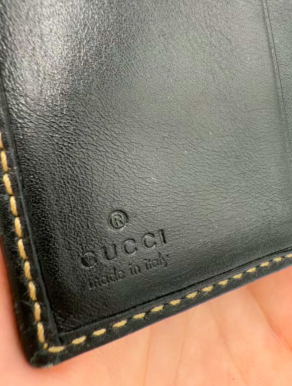 Gucci Black Leather Sherry Line Bifold Wallet