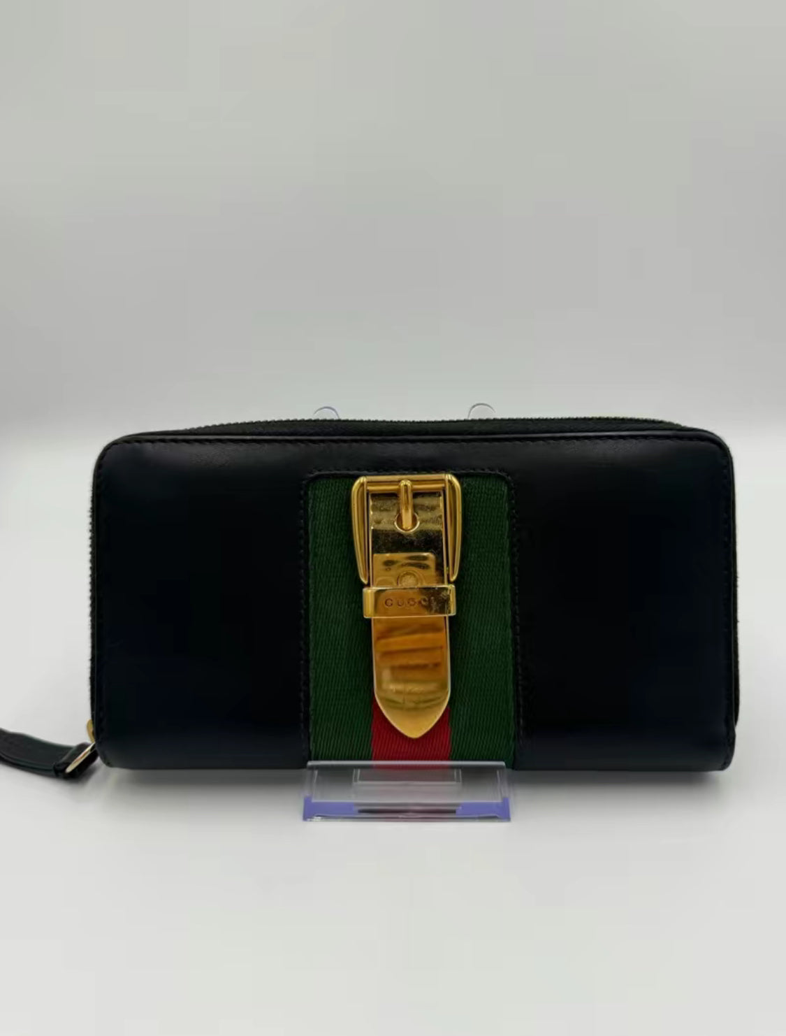 Gucci Calfskin Leather Sherry Buckle Zippy Wallet