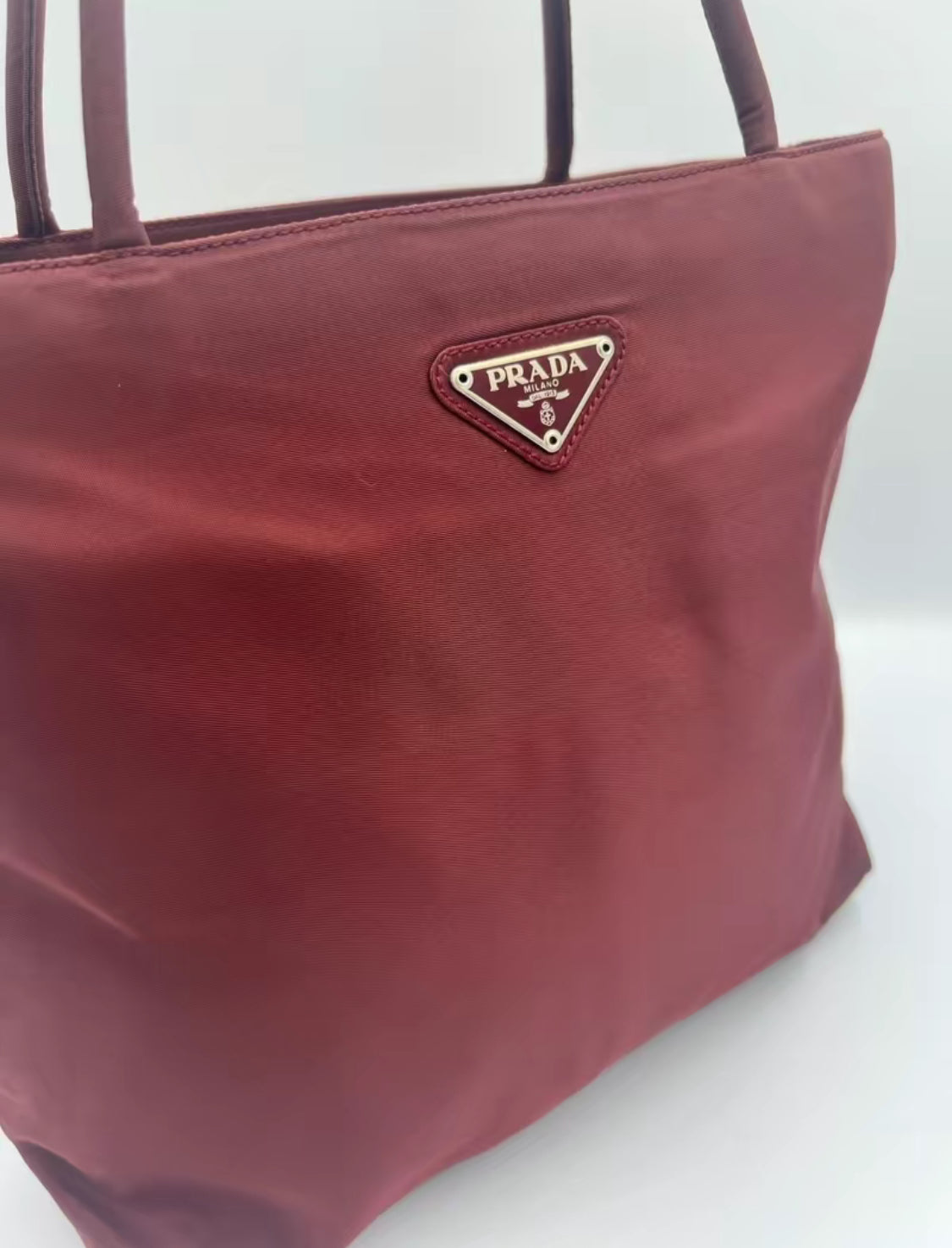 Prada Burgundy Tessudo Nylon Shoulder Bag