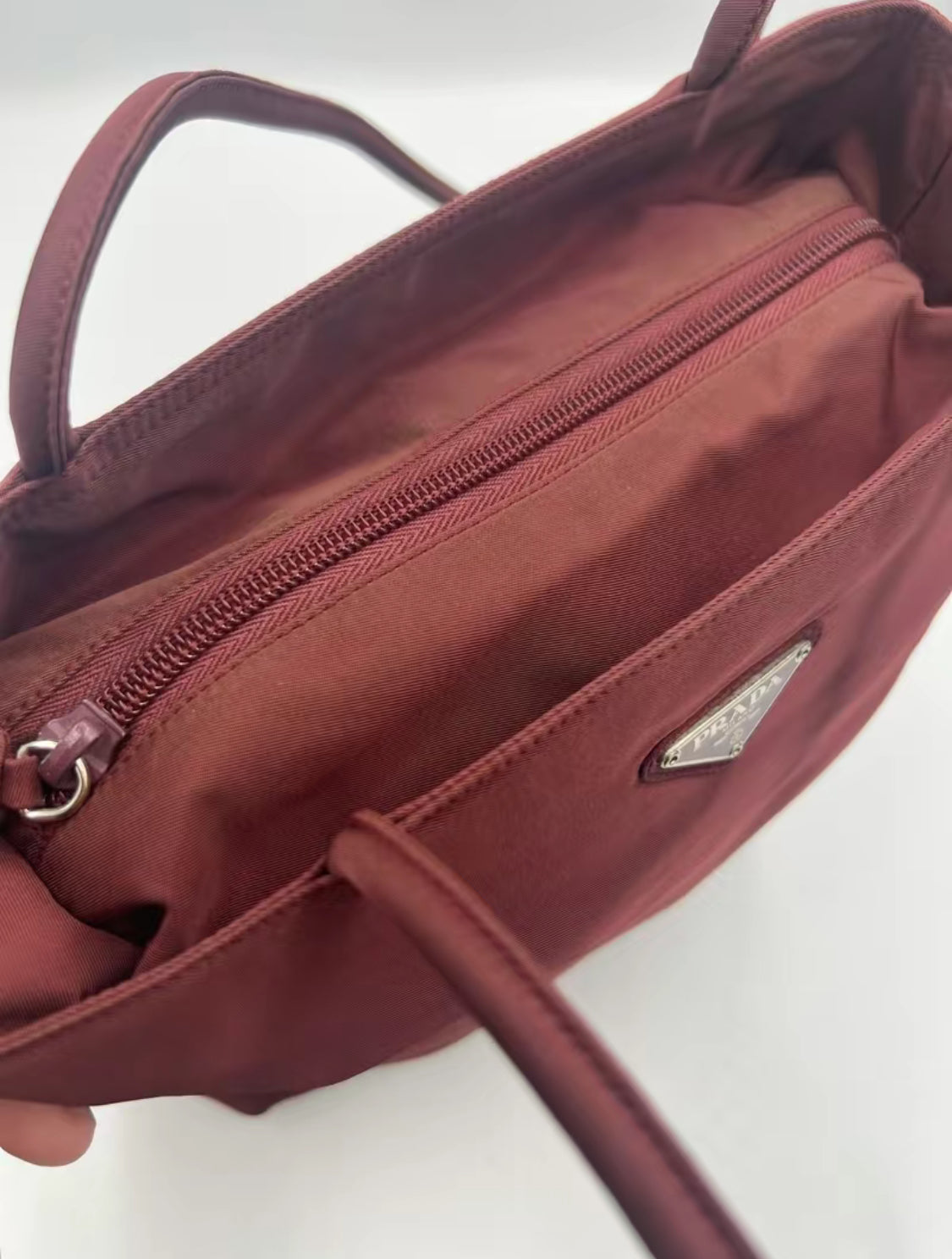 Prada Burgundy Tessudo Nylon Shoulder Bag