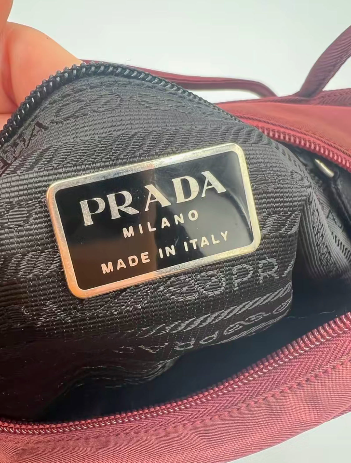 Prada Burgundy Tessudo Nylon Shoulder Bag