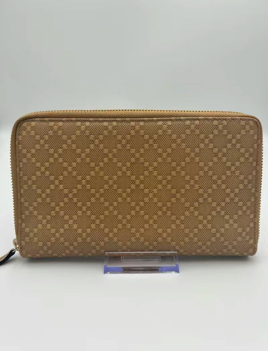 Gucci Coated Canvas Beige Diamante Oversized Zippy Wallet