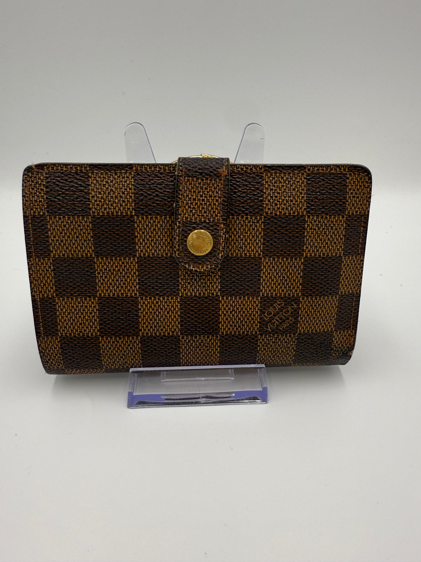 Louis Vuitton Damier Ebene Coated Canvas Kisslock Wallet