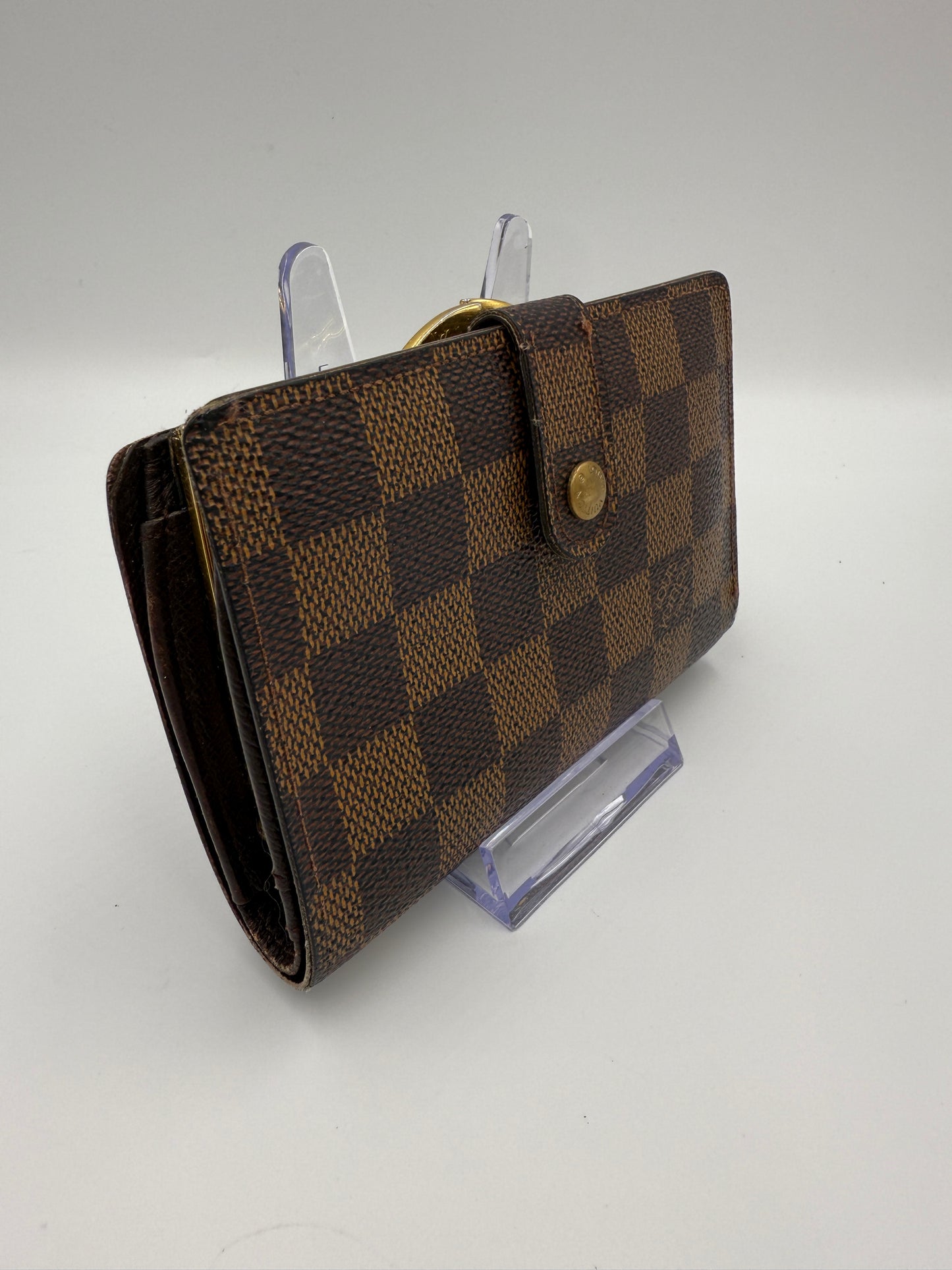 Louis Vuitton Damier Ebene Coated Canvas Kisslock Wallet