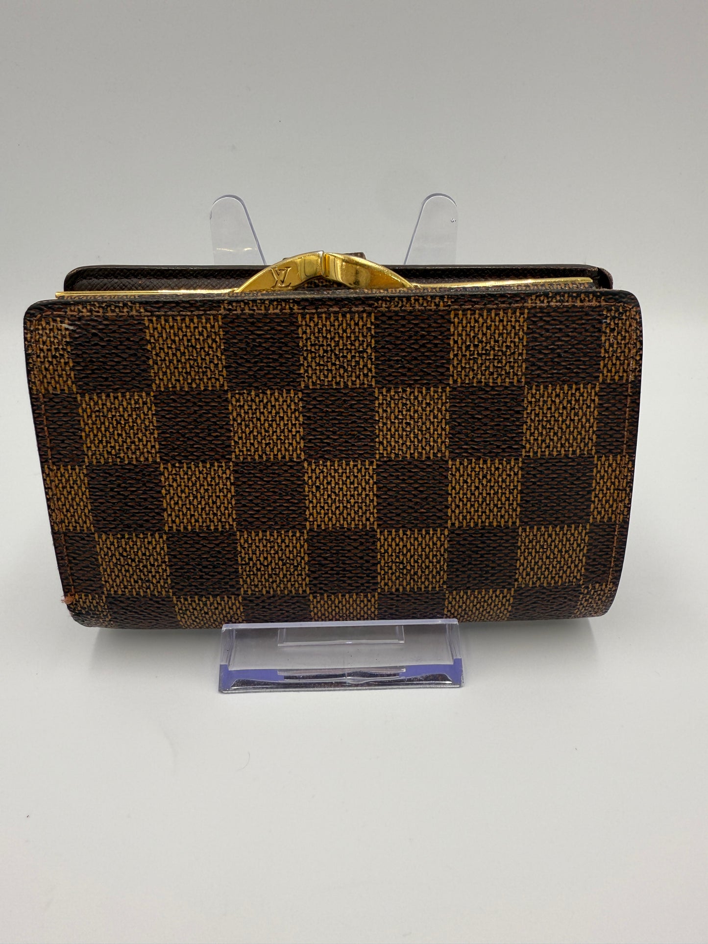 Louis Vuitton Damier Ebene Coated Canvas Kisslock Wallet