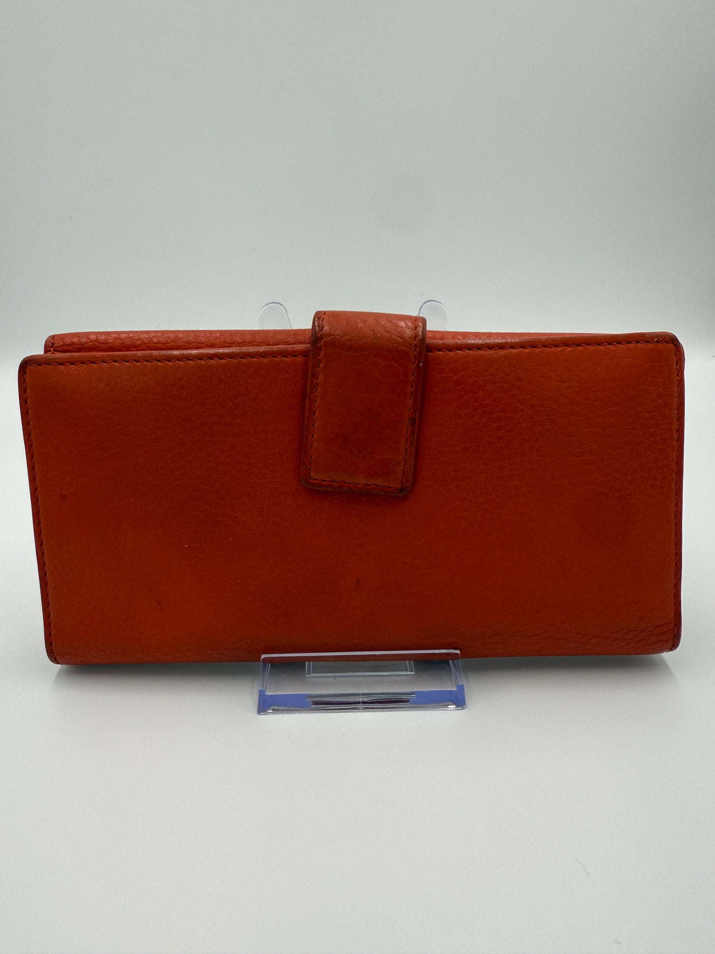 Gucci Burnt Orange Pebbled Leather Long Wallet