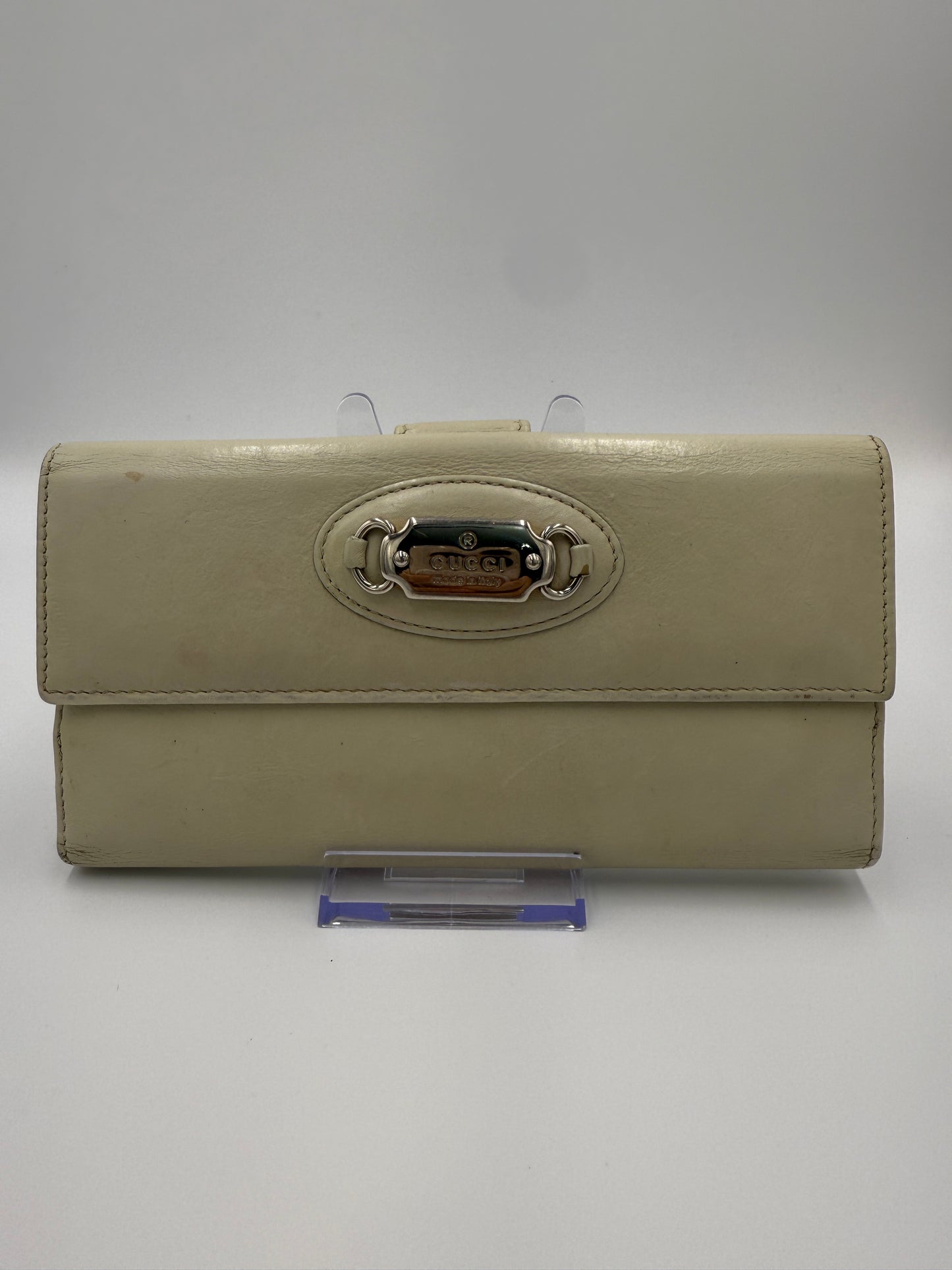 Gucci Cream Smooth Leather Long Wallet