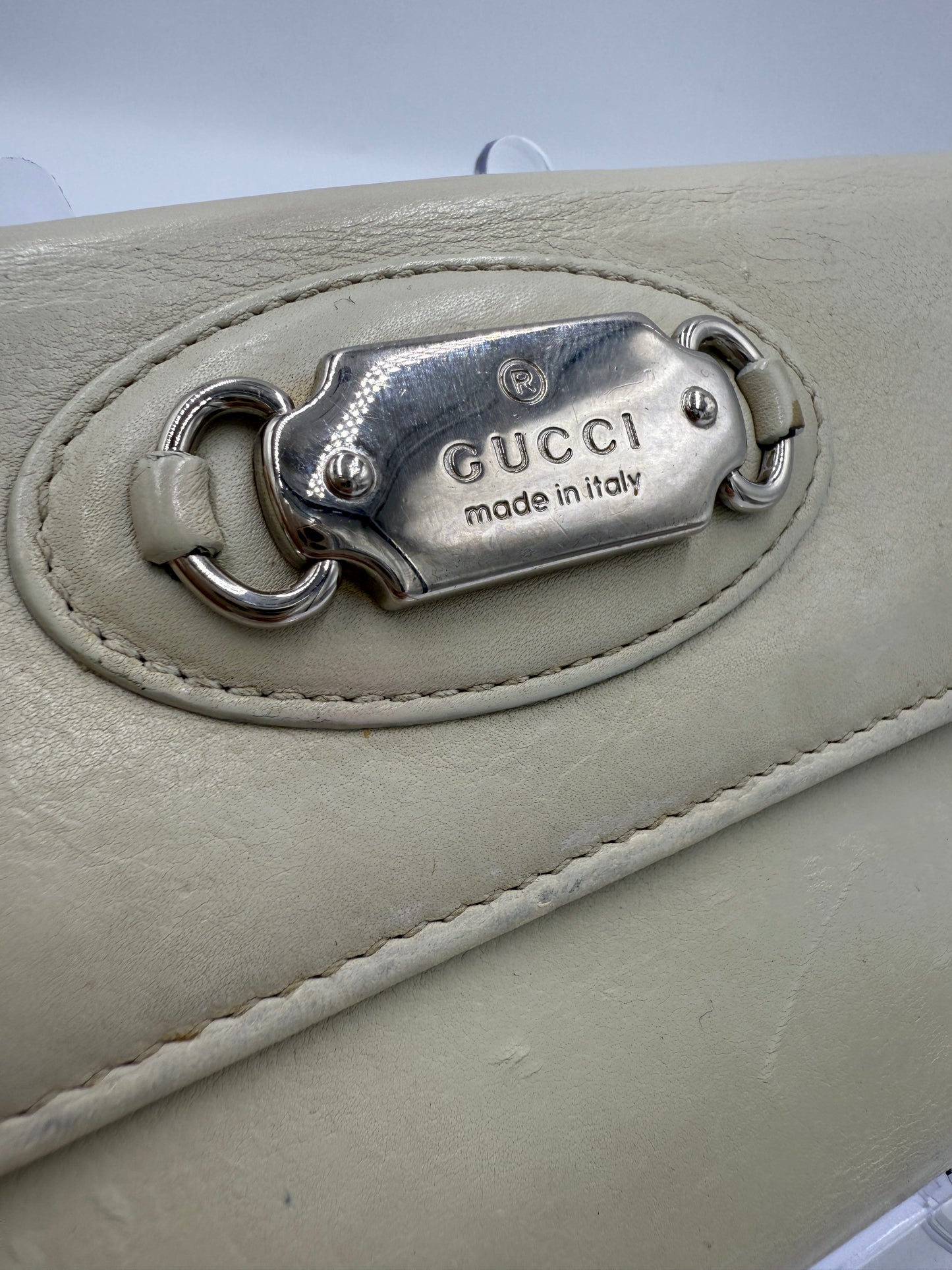 Gucci Cream Smooth Leather Long Wallet