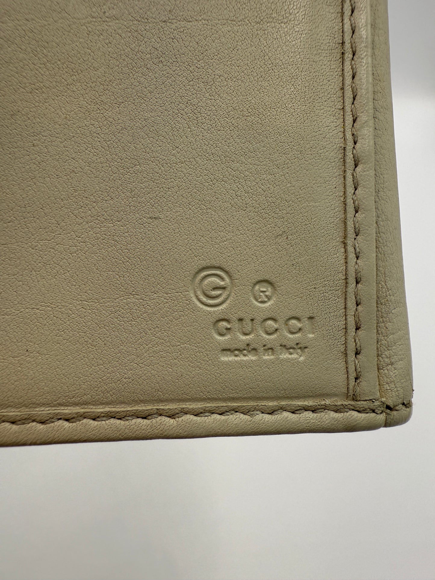 Gucci Cream Smooth Leather Long Wallet