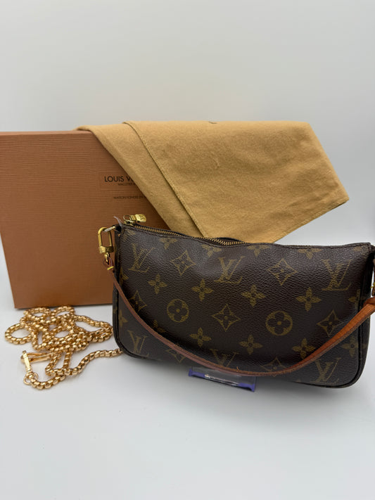 Louis Vuitton Monogram Coated Canvas Pochette with Vachetta Leather Strap AR0012